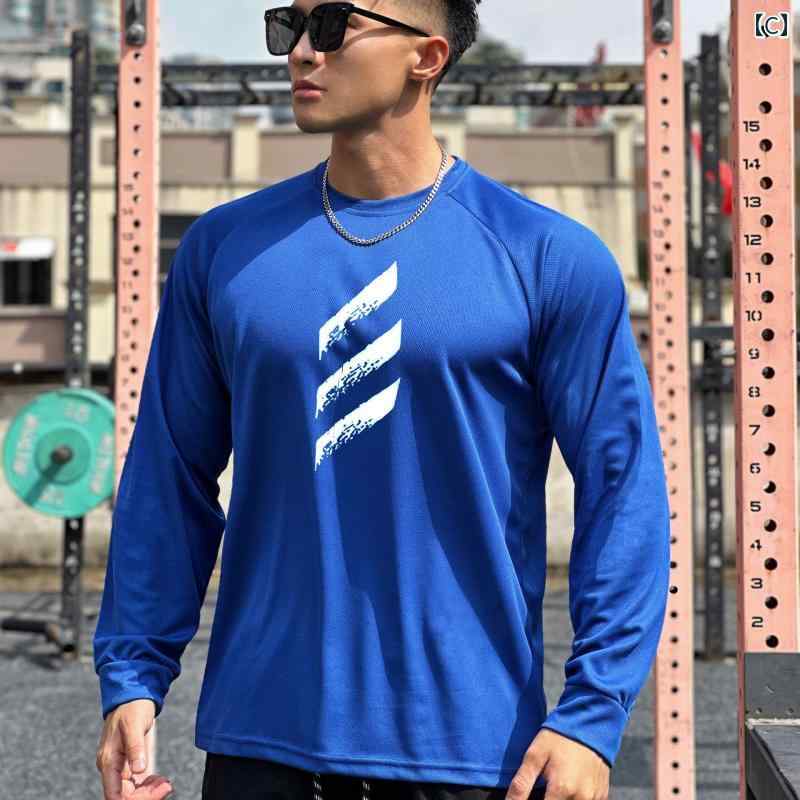 メンズ スポーツ 長袖 Tシャツ 通気性 快適 メッシュ 速乾 ストレッチ フィットネスウェア ランニング バスケットボール トレーニング 筋トレ トレンド