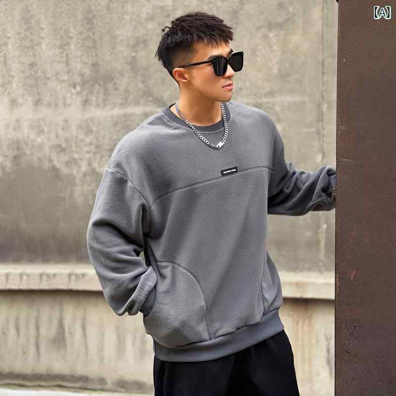 メンズ スポーツフィットネス 服 長袖 起毛 厚手 スウェットシャツ 秋冬 ラウンドネックプルオーバー ランニング トレーニング トレンド