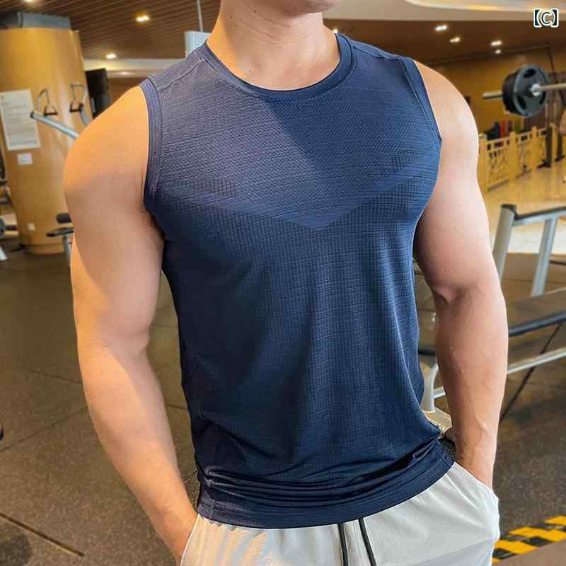 メンズ フィットネス 服 バスケットボール スポーツ ランニング 運動 通気性 快適 速乾 ノースリーブ マッスル I 字型 ワイド チョッキ フィットネス ベスト