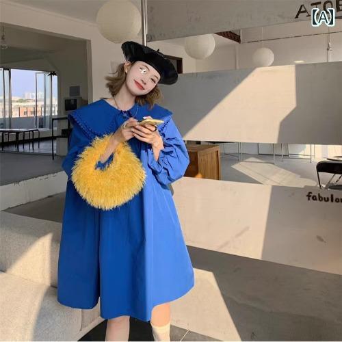 レディース ファッション おしゃれ カジュアル 普段使い デート 女子会 韓国 シンプル 二重層 ドール カラー 夏 フリル 長袖 スリム ドレス(4)