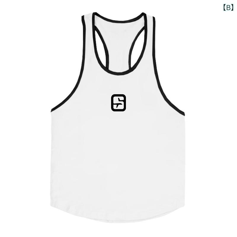 メンズ I字型 トレーニング フィットネス ベスト 夏高 ストレッチ 薄手 涼しい スポーツ ノースリーブ 速乾 Tシャツ