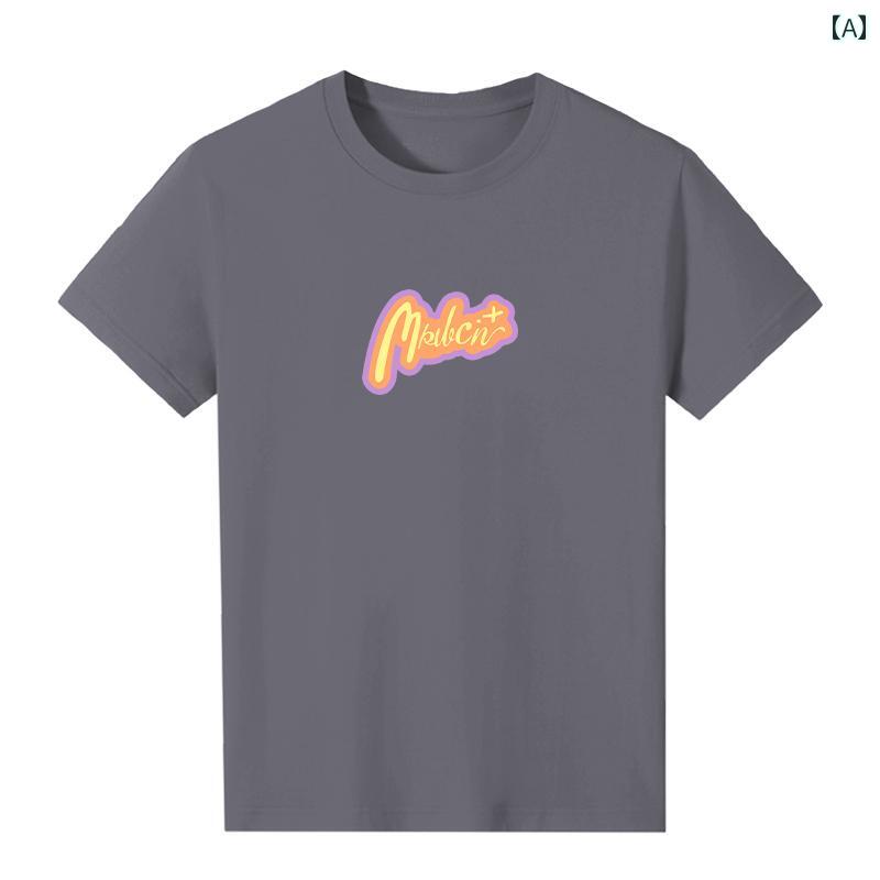 メンズ 夏 クラシック ロゴ 半袖 Tシャツ ラウンドネック Tシャツ シャツ ストリート