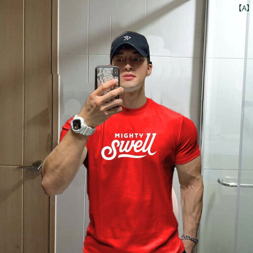 メンズ スリム ラウンドネック 半袖 Tシャツ 夏 スポーツ トップスス カジュアル レター プリント アメリカン メンズ スリム ラウンドネック 半袖 Tシャツ 夏 スポーツ トップスス カジュアル レター プリント アメリカン