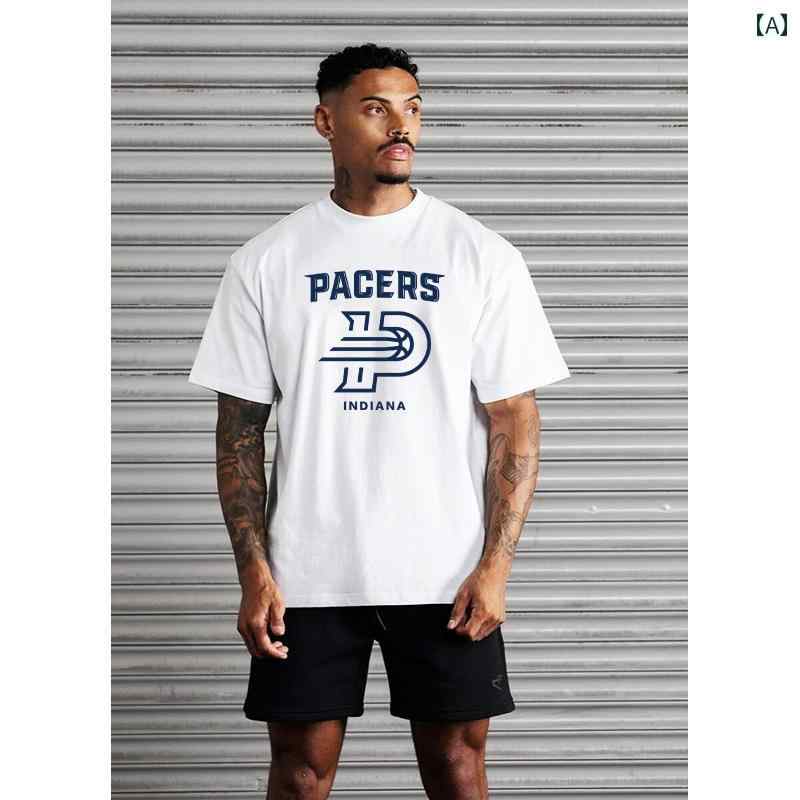 メンズ 夏 バスケットボール 丸 襟 白 Tシャツ スポーツ Tシャツ アメカジ 半袖(4)