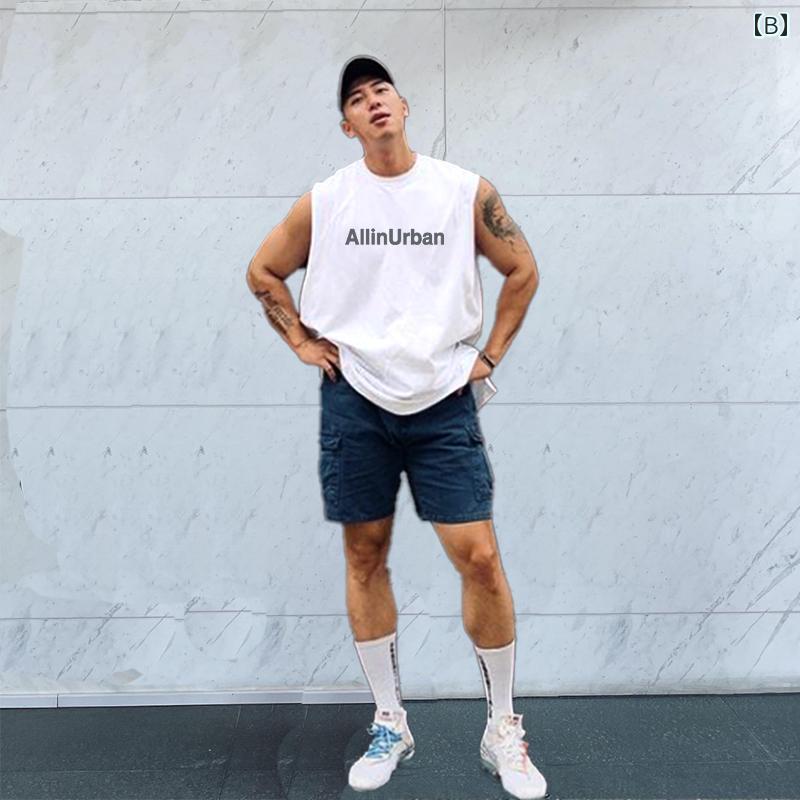 メンズ ベスト 夏 ノースリーブ Tシャツ チョッキ ラウンドネック フィットネス トップスス アンダー シャツ イン トレンド