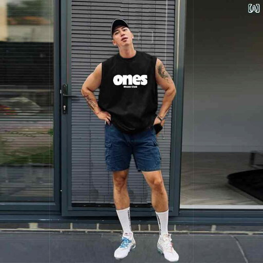 メンズ トレンド ベスト フィットネストレーニング ノースリーブ Tシャツ スポーツ チョッキ カジュアル トップスス 夏 メンズ トレンド ベスト フィットネストレーニング ノースリーブ Tシャツ スポーツ チョッキ カジュアル トップスス 夏