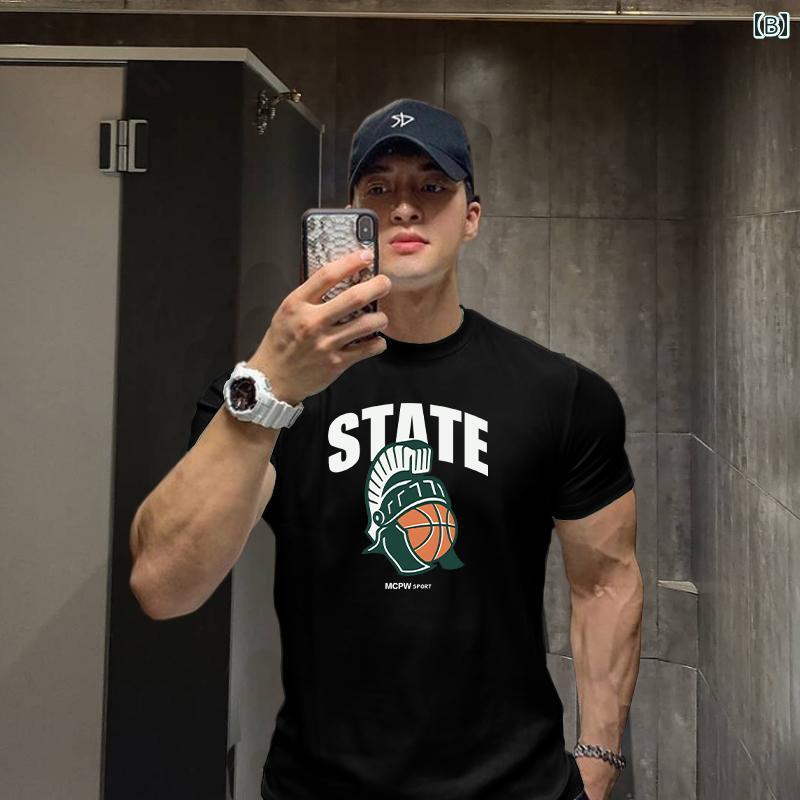 メンズ バスケットボール スポーツ Tシャツ カジュアル アメカジ トレンド スリム インナー Tシャツ トップスス