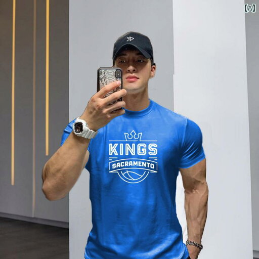 メンズ トレンド バスケットボール 半袖 スポーツ Tシャツ ラウンドネック アメリカンフィットネス Tシャツ 夏 カジュアル メンズ トレンド バスケットボール 半袖 スポーツ Tシャツ ラウンドネック アメリカンフィットネス Tシャツ 夏 カジュアル