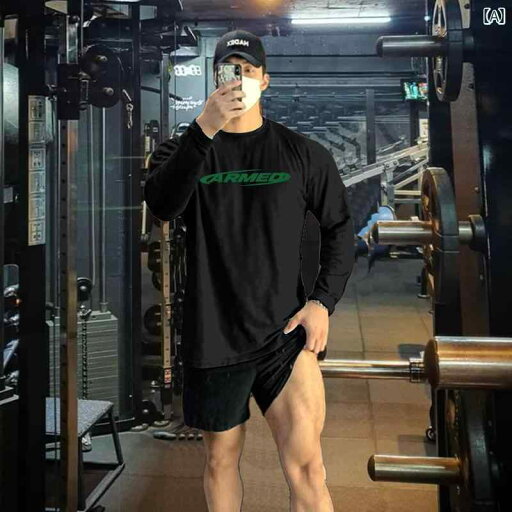メンズ 秋 トレンド フィットネス 長袖 Tシャツ アメリカン イン マッスル ラウンドネック オフショルダートップスス メンズ 秋 トレンド フィットネス 長袖 Tシャツ アメリカン イン マッスル ラウンドネック オフショルダートップスス