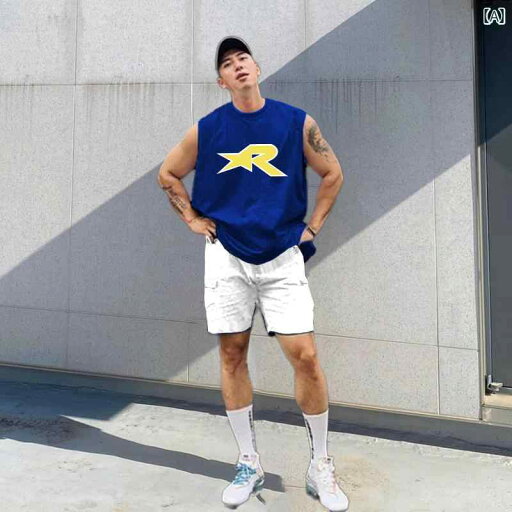 メンズ ニュー スター プリント ベスト 夏 カジュアル ラウンドネック チョッキ アメリカン スポーツ トップスス メンズ ニュー スター プリント ベスト 夏 カジュアル ラウンドネック チョッキ アメリカン スポーツ トップスス