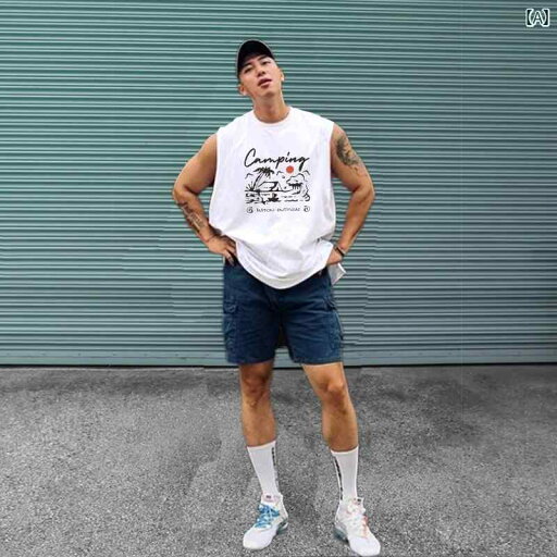 メンズ ノースリーブ Tシャツ アメカジ ベスト ラウンドネック チョッキ トップスス トレンド 夏 メンズ ノースリーブ Tシャツ アメカジ ベスト ラウンドネック チョッキ トップスス トレンド 夏