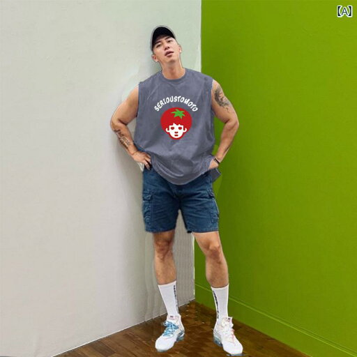 メンズ ノースリーブ ベスト カジュアル ラウンドネック チョッキ Tシャツ 夏 トップスス メンズ ノースリーブ ベスト カジュアル ラウンドネック チョッキ Tシャツ 夏 トップスス