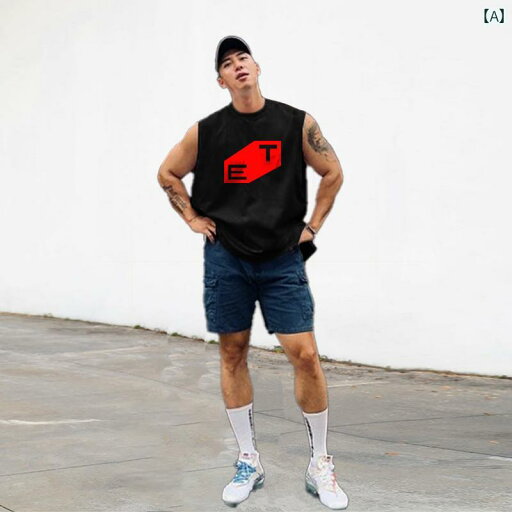 メンズ ィ ラウンドネック ベスト コットン ノースリーブ Tシャツ スポーツ チョッキ フィットネス 服 メンズ ィ ラウンドネック ベスト コットン ノースリーブ Tシャツ スポーツ チョッキ フィットネス 服