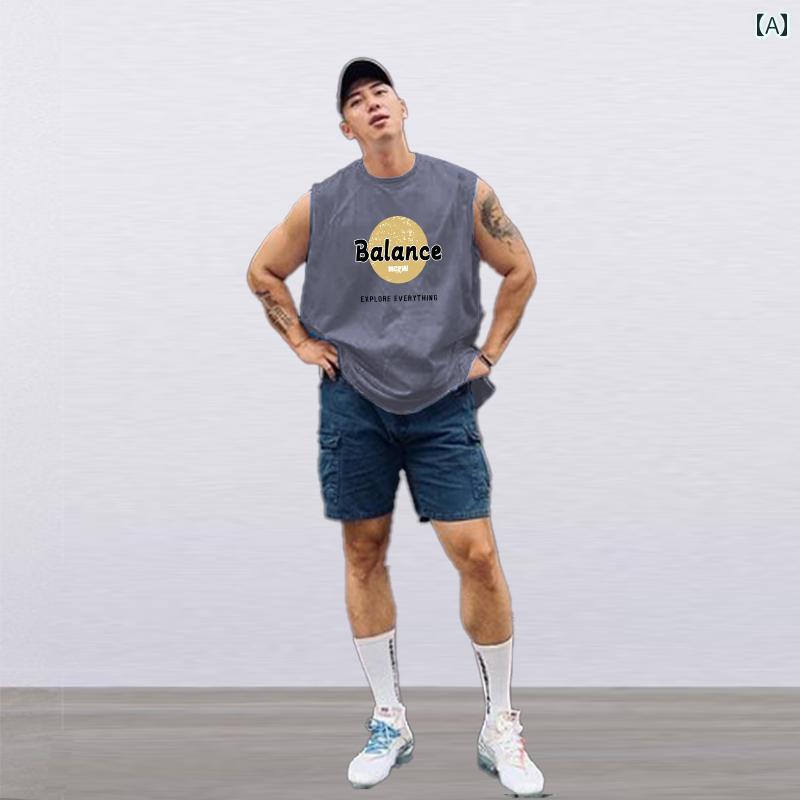 メンズ ランニング トレーニング ノースリーブ シャツ スポーツ チョッキ カジュアル トップスス フィットネス ベスト