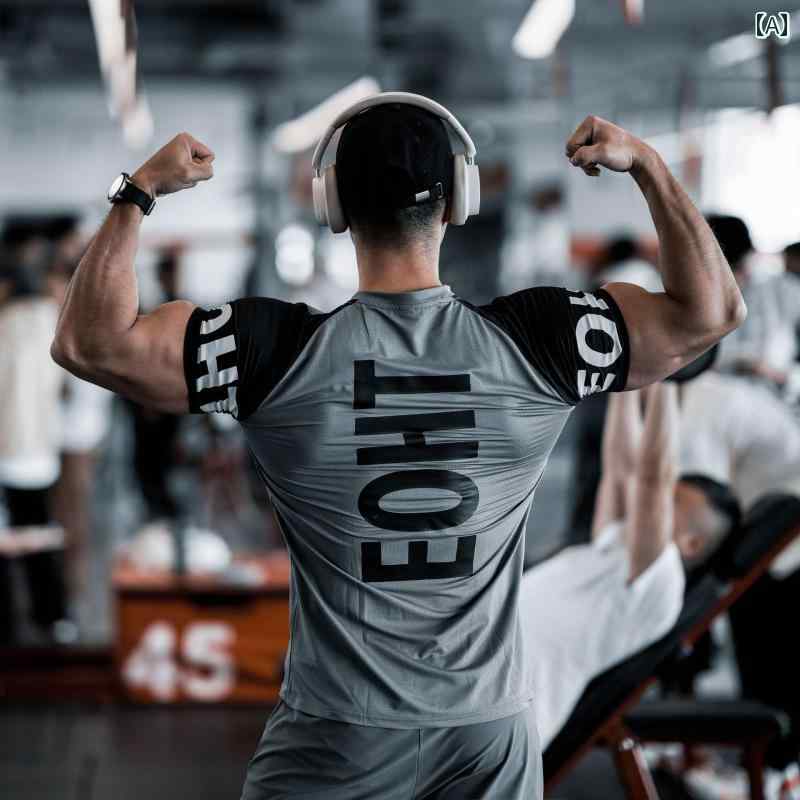 スポーツ 半袖 Tシャツ 筋力 フィットネス アイロン ランニング 通気性 快適 ストレッチ 速乾 バスケッ..