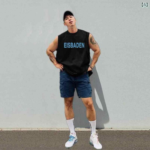 メンズ 吸汗 フィットネス ベスト カジュアル トレーニング ノースリーブ Tシャツ レター スポーツ ベスト トップスス メンズ 吸汗 フィットネス ベスト カジュアル トレーニング ノースリーブ Tシャツ レター スポーツ ベスト トップスス