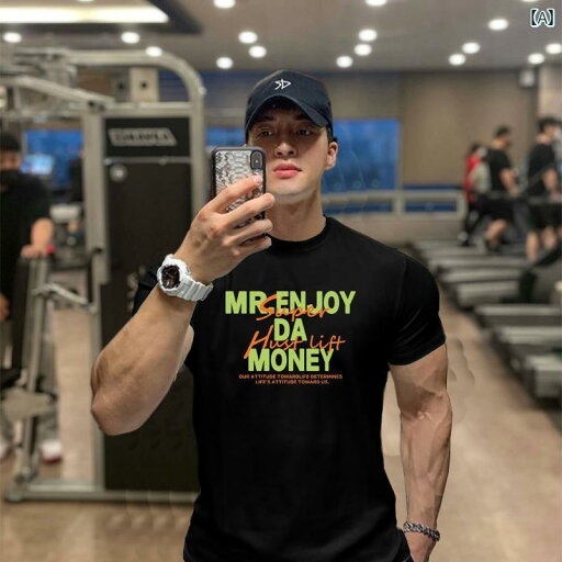 メンズ トレーニング フィットネス ウェア 吸汗 通気性 快適 半袖 カジュアル スポーツ Tシャツ 夏 ラウンドネック メンズ トレーニング フィットネス ウェア 吸汗 通気性 快適 半袖 カジュアル スポーツ Tシャツ 夏 ラウンドネック