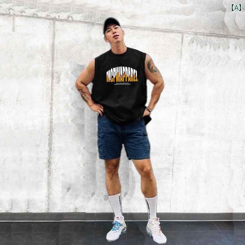 メンズ フレーム ベスト トレンド ノースリーブ Tシャツ 筋トレ スポーツ フィットネス トップスス