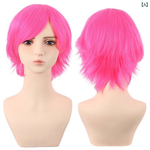 ウィッグ かつら レディース メンズ ショート ヘア 蛍光 ピンク コスプレ ウィッグ かつら レディース メンズ ショート ヘア 蛍光 ピンク コスプレ