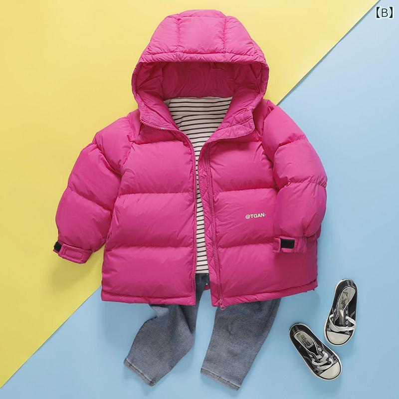 ダウンジャケット キッズ コート 子供服 アウター フード おしゃれ かわいい 男の子 女の子 赤ちゃん 秋冬 厚手 ブラック ピンク 2