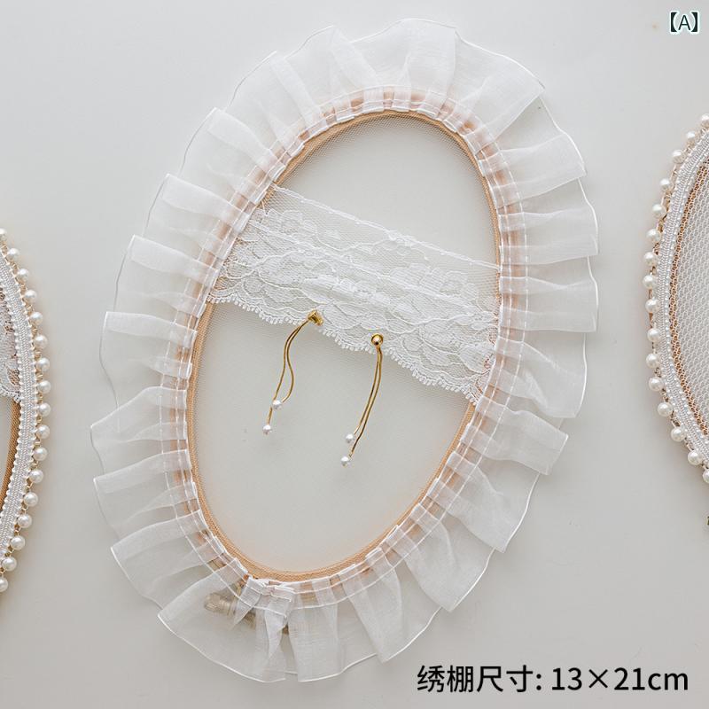 アクセサリー ディスプレイ スタンド ジュエリー イヤリング ピアス 収納 店舗 装飾 写真撮影 小道具 木 ブナ材 レース 刺繍 パール レトロ おしゃれ オーバル アイボリー