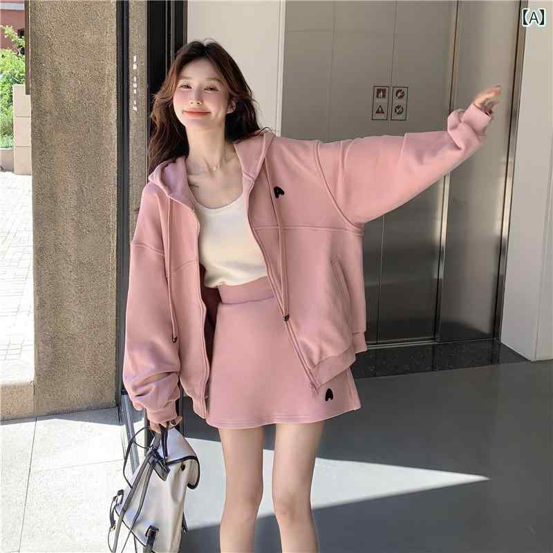 セットアップ レディース カジュアル おしゃれ デート 女子会 スカート 秋 フード スウェットシャツ スカート カレッジ 2点 セット
