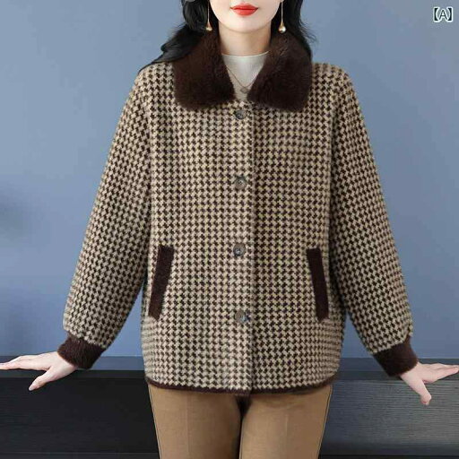 アウター レディース ファッション おしゃれ カジュアル 上品 ショート コート 千鳥格子 ファー 起毛 コート 両面 起毛 厚手 襟 アウター レディース ファッション おしゃれ カジュアル 上品 ショート コート 千鳥格子 ファー 起毛 コート 両面 起毛 厚手 襟
