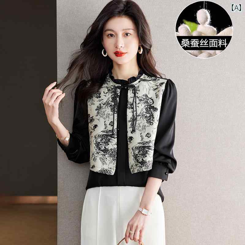 トップス レディース おしゃれ 上品 通勤 オフィス カジュアル シャツ 早春 シャツ 春 プリント 中国