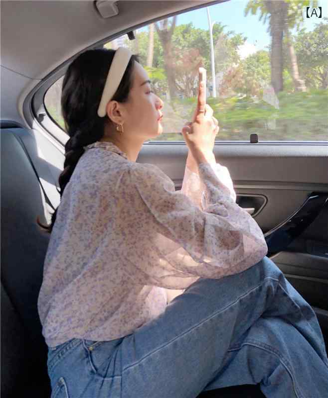 トップス レディース おしゃれ 上品 通勤 オフィス カジュアル フレンチ パープル 花柄 フリルシャツ 春夏 パフスリーブ 薄手 涼しい 涼しい(4)