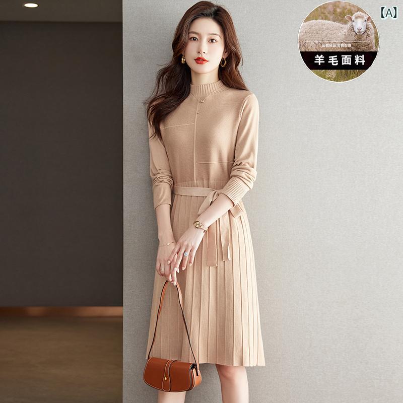ワンピース レディース おしゃれ 上品 通勤 オフィス カジュアル デート 女子会 秋服 ウール セーター 秋冬 コート セーター