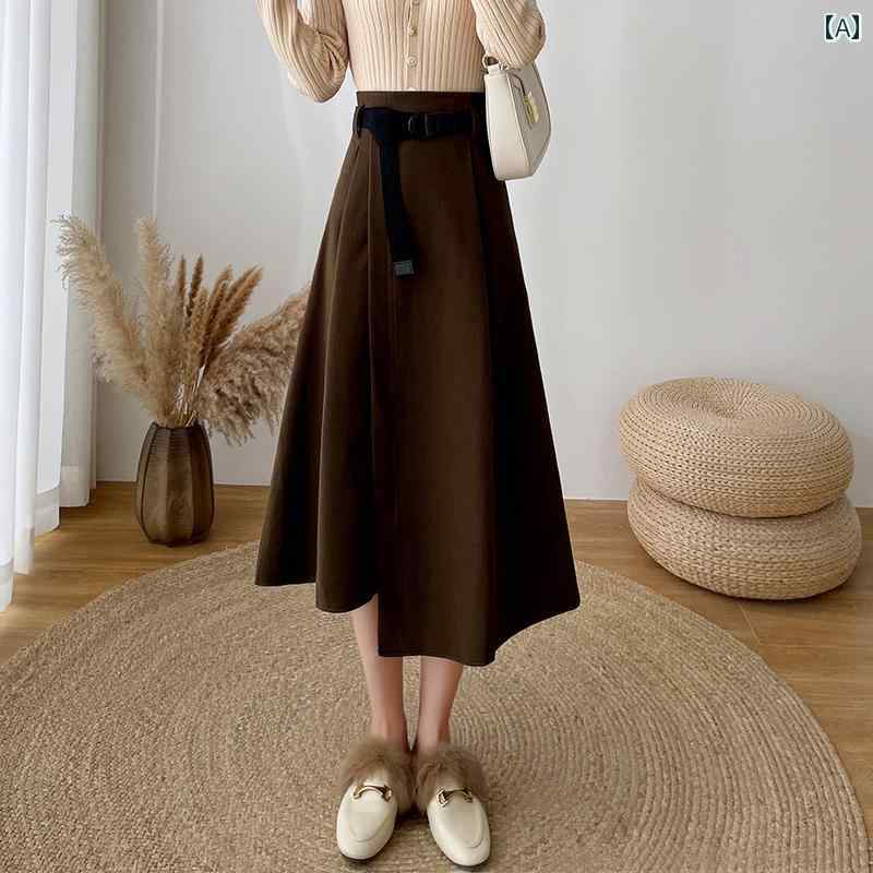 レディース スカート おしゃれ 通勤 オフィス カジュアル デート 女子会 ファッション 丈 不規則 ストレッチ ウエスト 大きめ 裾 ウール ヒップ 太もも 冬 ウール アンブレラ