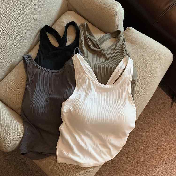 キャミソール レディース 春夏 バックオープン クロスデザイン カップ付き ブラトップ ショート丈 クロップド丈 細見え 体型カバー スポーツ ヨガ フィットネス 普段使い 一枚着 トップス