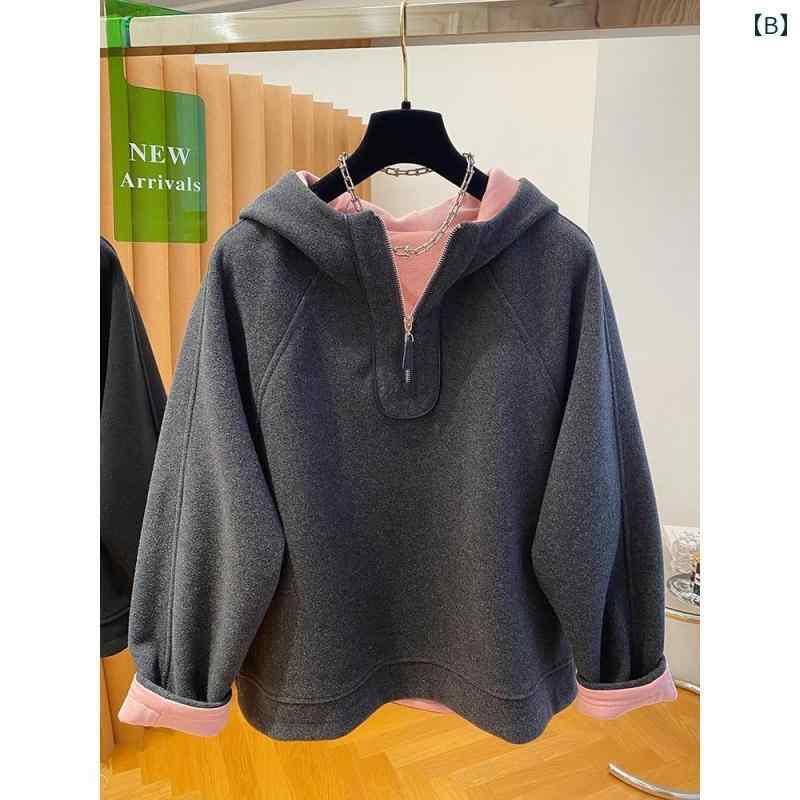 大きめサイズ メンズ スウェット カジュアル おしゃれ ファッション ぽっちゃり フード シャツ レディース 冬 ウール プルオーバー トップス ジャケット