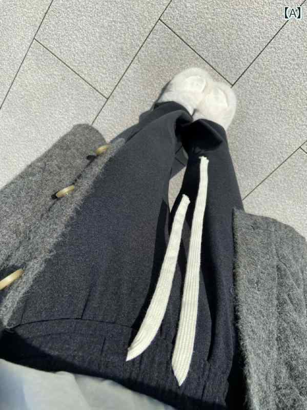 レディース ズボン カジュアル パンツ ダーク グレー ドイツ 起毛 秋冬 ドレープ ハイウエスト ストレート ソフト スリム ワイドレッグ