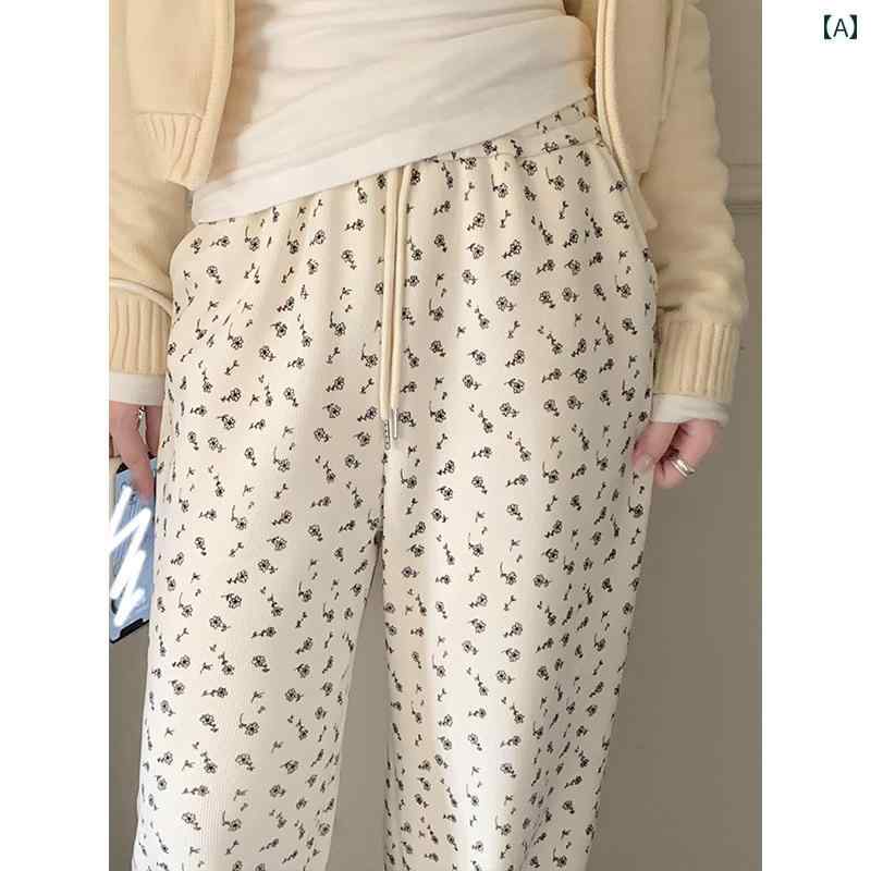 レディース ズボン カジュアル パンツ 秋 ドレープ さ 起毛 厚手 ストレート ストレッチ ハイウエスト 巾着