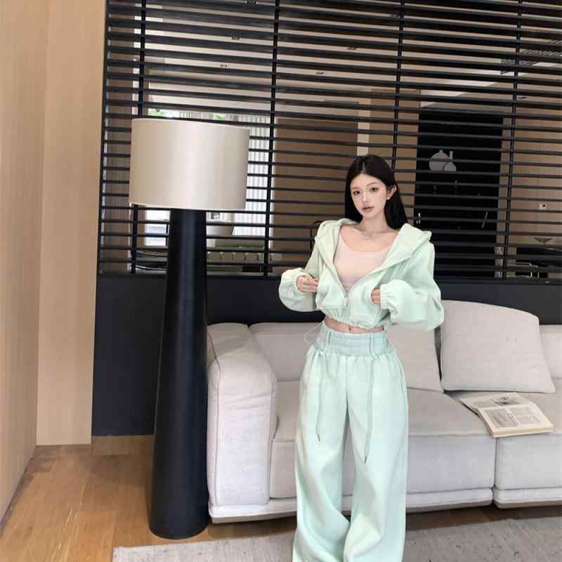 レディース ズボン カジュアル パンツ アメリカン レトロ ピンク ワークウェア 秋 リボン 巾着 ハイウエスト ワイドレッグ フロア