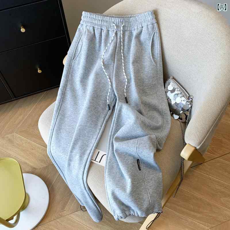 レディース ズボン カジュアル パンツ 冬 起毛 厚手 ストレッチ ウエスト スポーツ ハイウエスト ストレート レッグ ドレープ ワイドレッグ