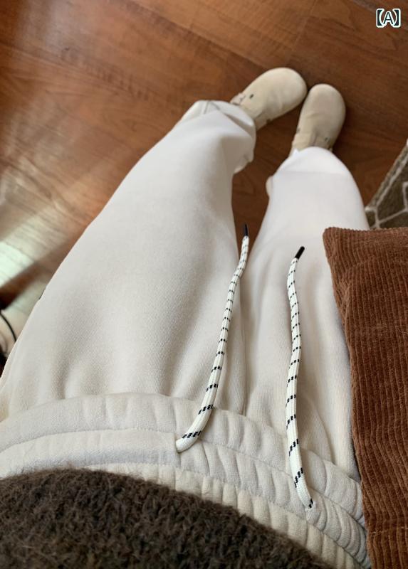 レディース ズボン カジュアル パンツ 新 メンズ スウェット 巾着 起毛 厚手 秋 ハイウエスト レギンス トレンディ