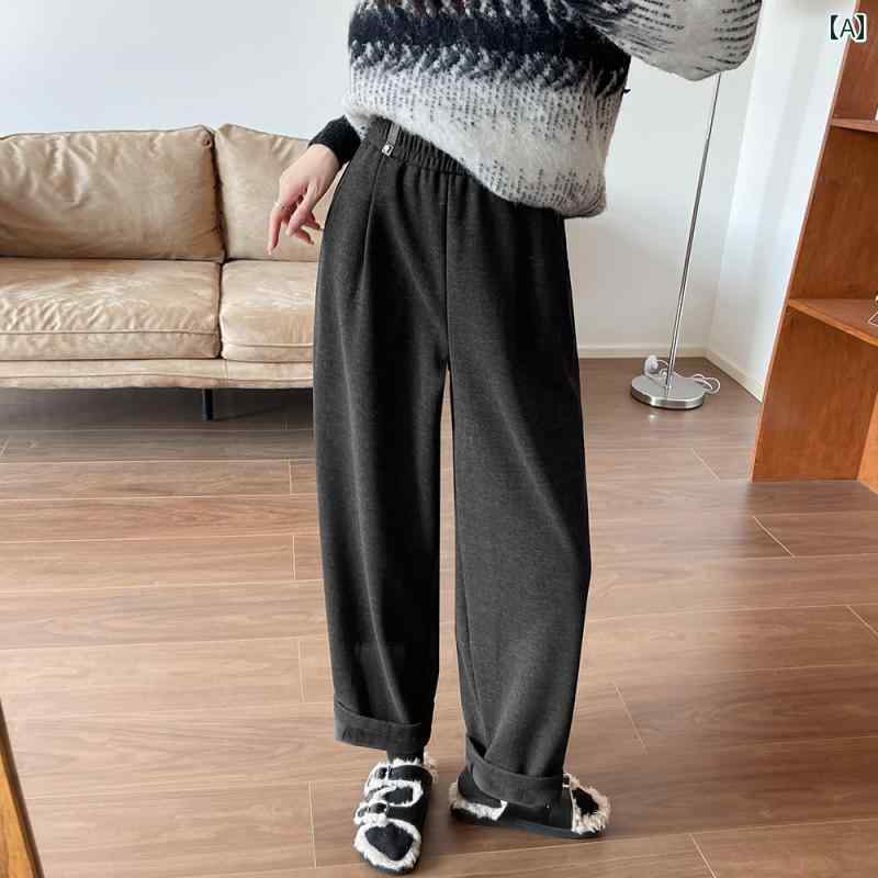 レディース ズボン カジュアル パンツ 白 ワイドレッグ 春秋 秋 プチ ハイウエスト ゆったり 綿麻