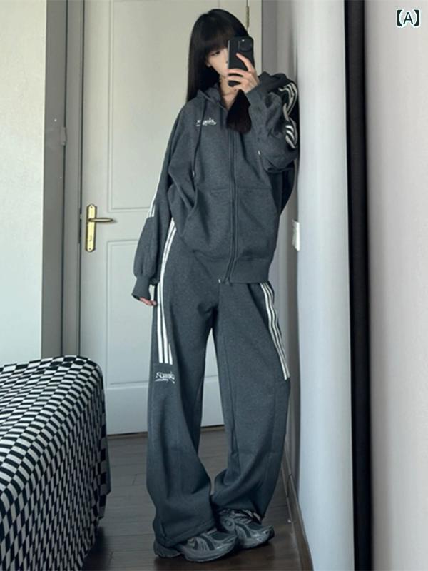 楽天おうち健康生活ジャージ レディース おしゃれ 普段使い ジム 運動 ウォーキング アウトドア 楽ちん 秋 韓国 ストリート スポーツ ゆったり スリム ファッション スウェットシャツ フード カジュアル セットアップ ランニング