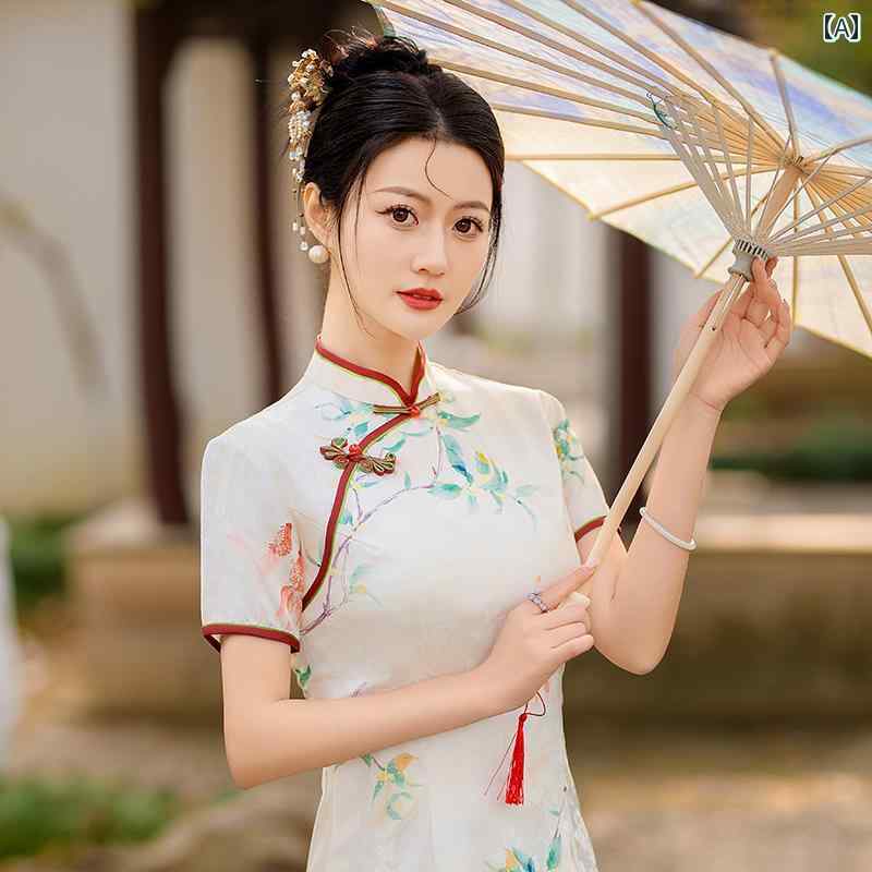 チャイナドレス レディース エレガント 上品 おしゃれ 華やか 高校 春 鯉 普段 お母さん 大学