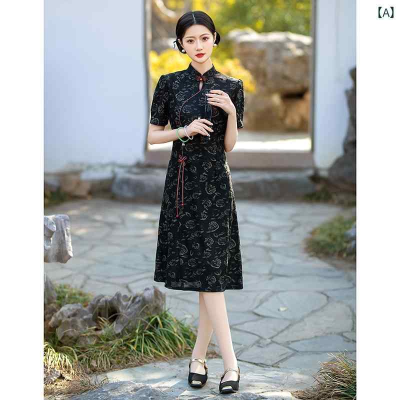チャイナドレス レディース エレガント 上品 おしゃれ 華やか 春 ショート普段使い