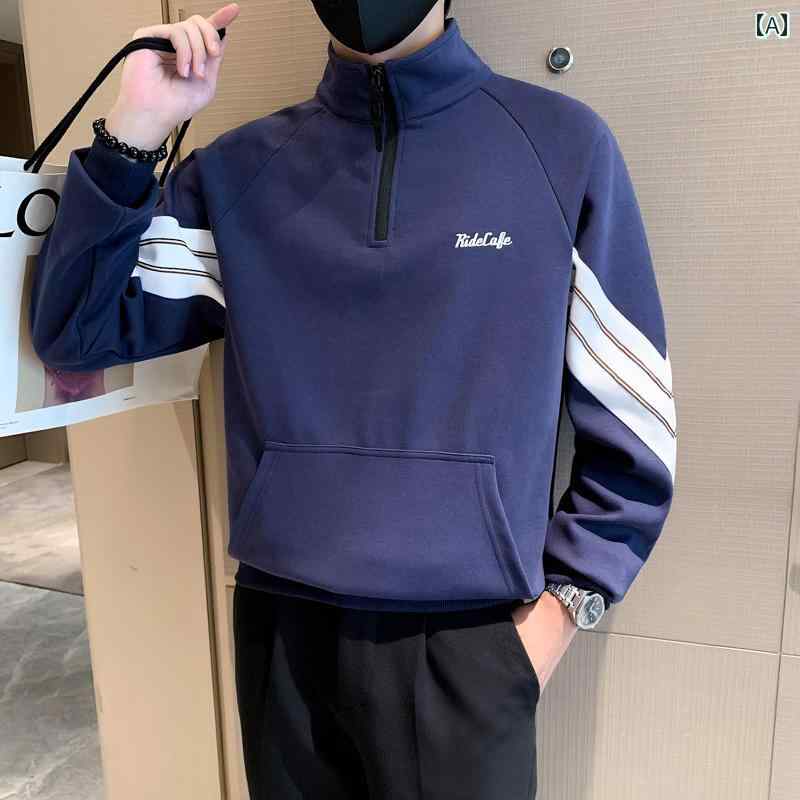 メンズ トップス カジュアル ファッション おしゃれ タートルネック レター プリント カジュアル 春秋 ..