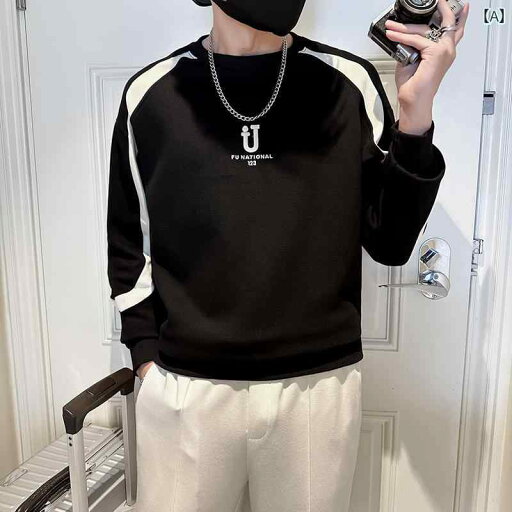 メンズ トップス カジュアル ファッション おしゃれ レター プリント 長袖 春秋服 カジュアル ゆったり コントラスト メンズ トップス カジュアル ファッション おしゃれ レター プリント 長袖 春秋服 カジュアル ゆったり コントラスト