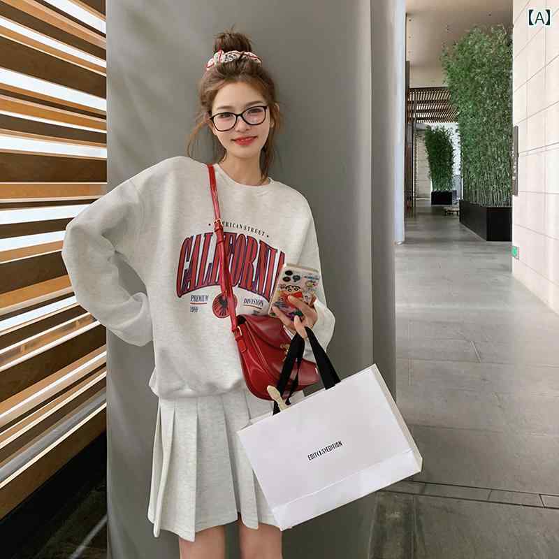 レディース ファッション カジュアル おしゃれ デート 女子会 普段使い グレー カジュアル セット 秋 スウェットシャツ スカート