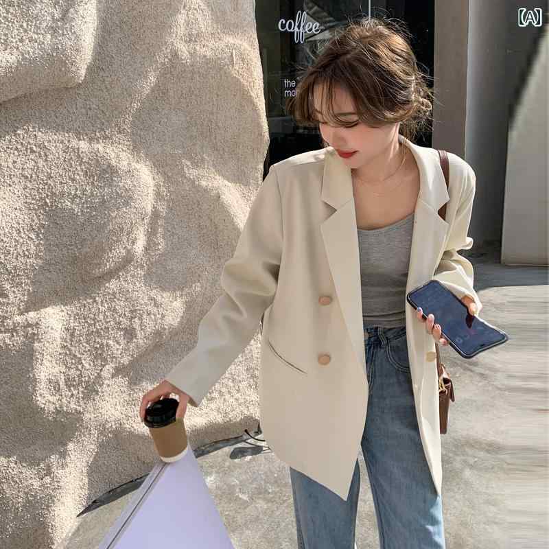 アウター レディース カジュアル おしゃれ 普段使い 白 カジュアル ブレザー 春秋 韓国 メタリック ダブルブレスト