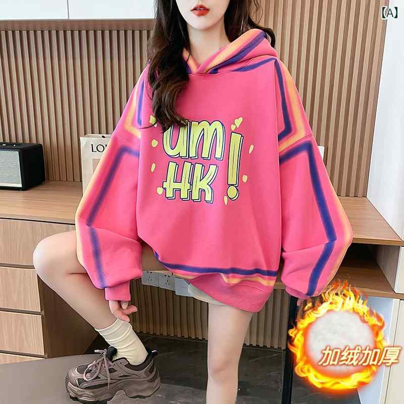 レディース トップス カジュアル おしゃれ レター プリント 起毛 厚手 スウェットシャツ 秋冬 韓国 大きいサイズ ジャケット