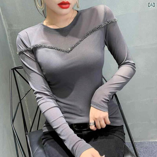 レディース トップス カジュアル おしゃれ エレガント レース スリム 魅惑 長袖 メッシュ Tシャツ 秋 ビーズ スリム 長袖 ボト シャツ レディース トップス カジュアル おしゃれ エレガント レース スリム 魅惑 長袖 メッシュ Tシャツ 秋 ビーズ スリム 長袖 ボト シャツ