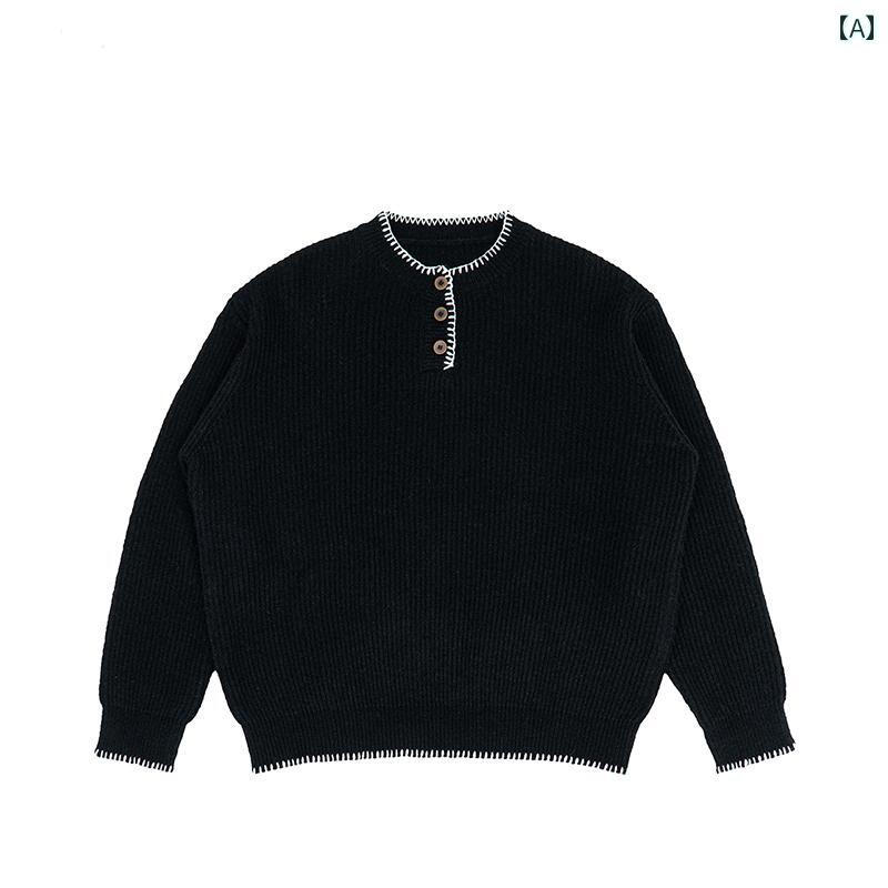 レディース トップス カジュアル おしゃれ アメリカン レトロ 秋冬 ウール 混紡 手縫い ニット セータ..