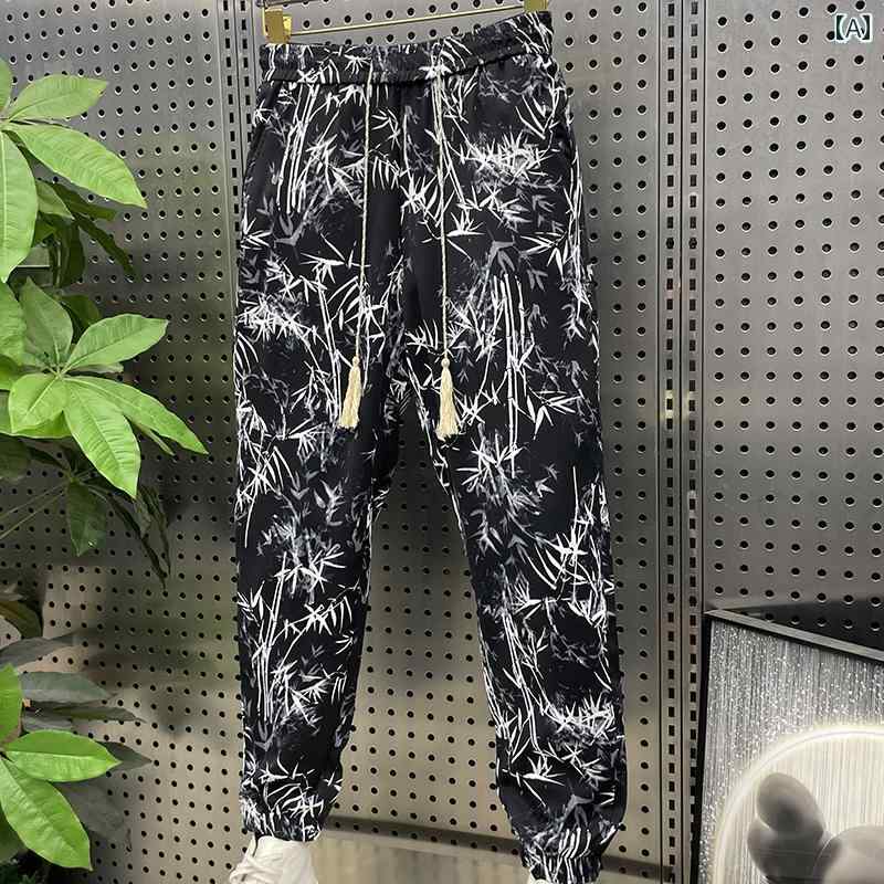 ズボン メンズ カジュアル おしゃれ パンツ トレンディ 夏 花柄 通気性 快適 快適 レギンス ひんやり 快適 速乾